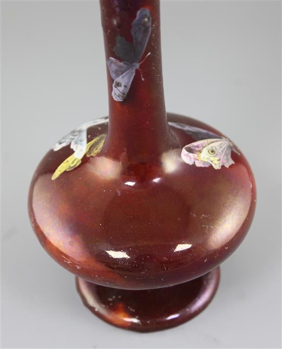 A tall Clement Massier Japonaise flambe bottle vase, late 19th century, 44cm